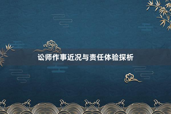 讼师作事近况与责任体验探析